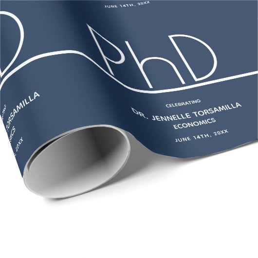 PhD Graduation Party Blue Geschenkpapier (Rolleneckpunkt)