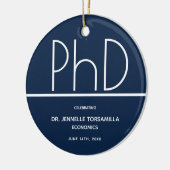 PhD Graduation Party Blue Keepake Keramik Ornament (Links)