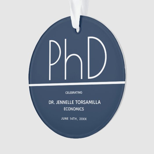 PhD Graduation Party Blue Keepake Ornament (Vorderseite)