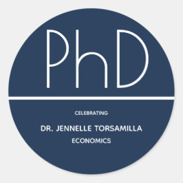 PhD Graduation Party Blue Runder Aufkleber