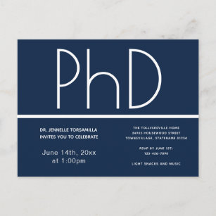 PhD Graduation Party Einladung Blue Postkarte