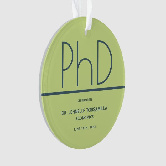 PhD Graduation Party Green Blue Ornament (Vorderseite)