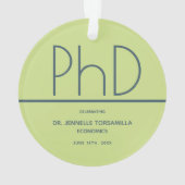 PhD Graduation Party Green Blue Ornament (Rückseite)