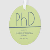 PhD Graduation Party Green Blue Ornament (Vorderseite)