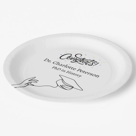 PhD Graduation Party Pappteller (Schrägansicht)