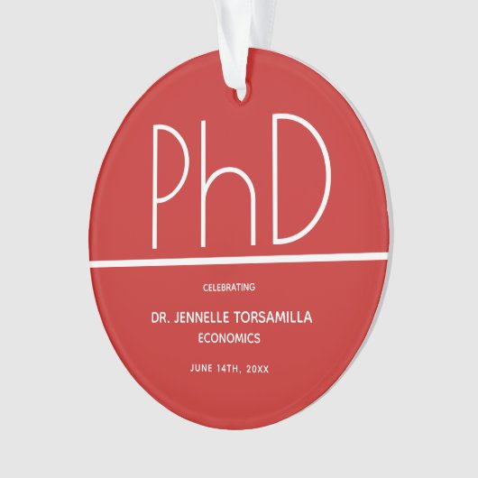 PhD Graduation Party Red Keepake Ornament (Vorderseite)