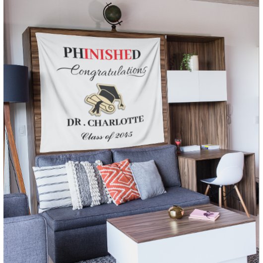 Phd Graduation Party Wandteppich