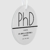 PhD Graduation Party White Black Keepake Ornament (Vorderseite)