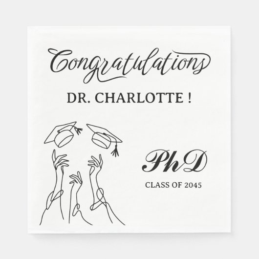 PhD-Graduationspartei in Schwarz und Weiß Serviette (Vorderseite)