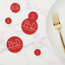 PhD Great Job Name Abschluss Red Confetti