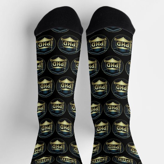 Phd hatte einen goldschwarzen Muster Doktorgrad Socken (Oben)