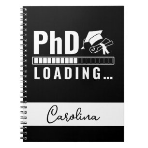 Phd Laden Bar Graduate Student Name White Black Notizblock
