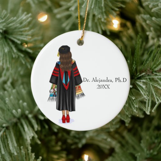 PhD Latina Graduate mit Individuelle Name Keramik Ornament (Baum)