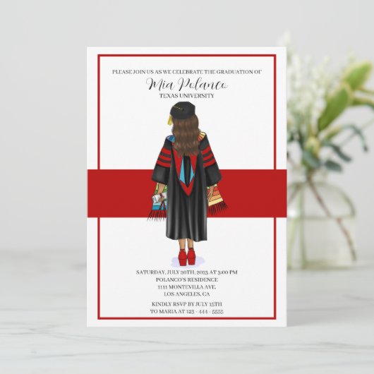 PhD Latina Gratulation Abschluss Einladung (Stehend Vorderseite)