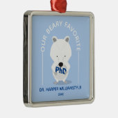PhD Lieblings-Polar-Bär Funny-Abschluss Ornament Aus Metall (Rechts)