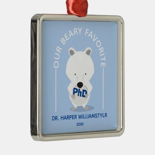 PhD Lieblings-Polar-Bär Funny-Abschluss Ornament Aus Metall (Rechts)