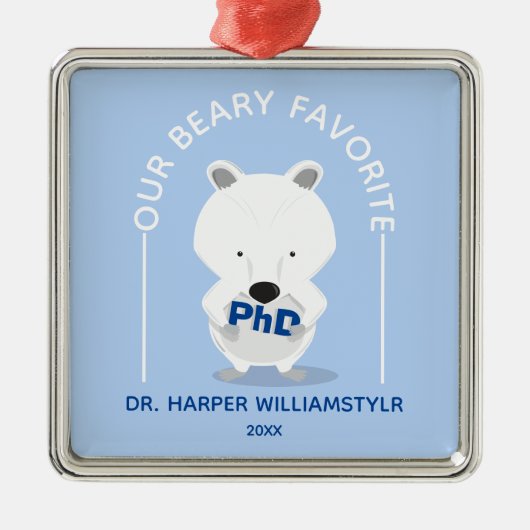 PhD Lieblings-Polar-Bär Funny-Abschluss Ornament Aus Metall (Vorne)