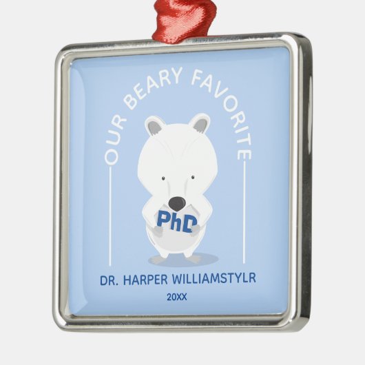 PhD Lieblings-Polar-Bär Funny-Abschluss Ornament Aus Metall (Links)