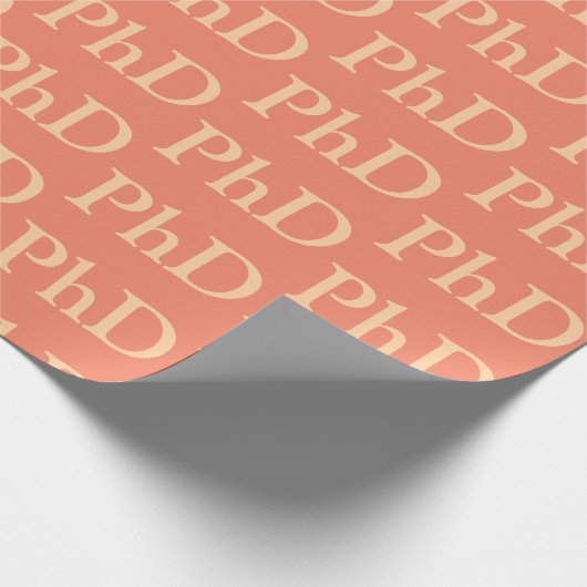 PhD Orange Degree Word Muster Abschluss Geschenkpapier (Ecke)