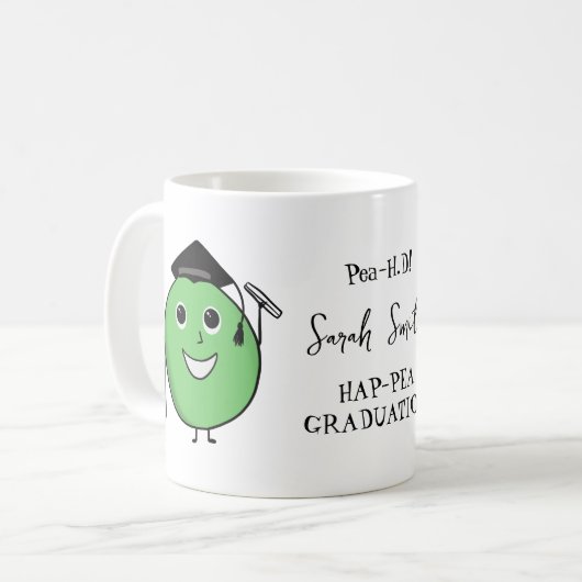 PHD Pea-HD Funny Pea Abschluss Geschenk für grad Kaffeetasse (Vorderseite Links)