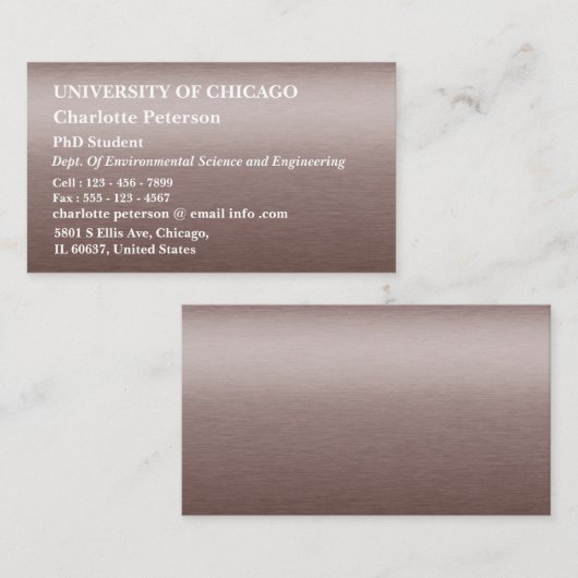 PhD - Studentenmetall Visitenkarte (Vorne/Hinten)