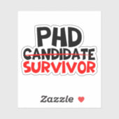 Phd Survivor Typografie rot schwarz Aufkleber (Blatt)