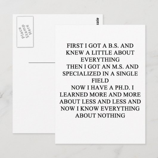 PHD Witz Postkarte (Vorne/Hinten)