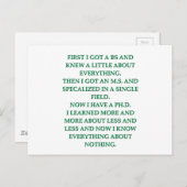 Phd Witz Postkarte (Vorne/Hinten)