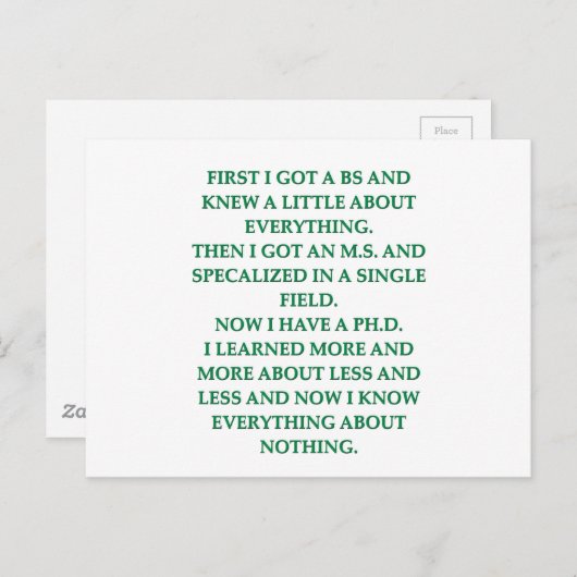 Phd Witz Postkarte (Vorne/Hinten)