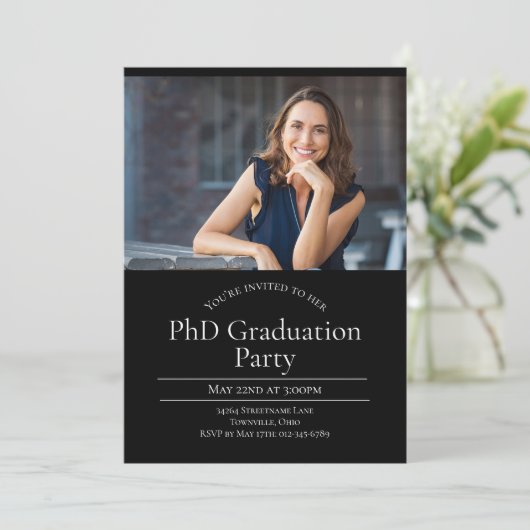 PhD Zwei-Foto-Abschluss Einladung (Stehend Vorderseite)