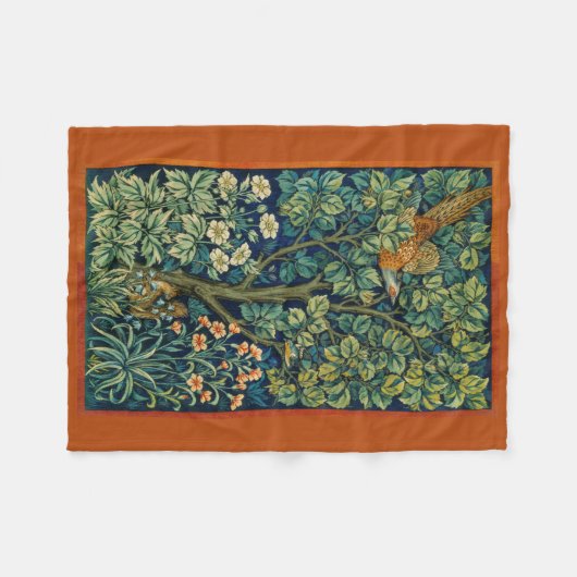 Pheasant Bird in a Tree (von William Morris) Fleecedecke (Vorderseite (Horizontal))