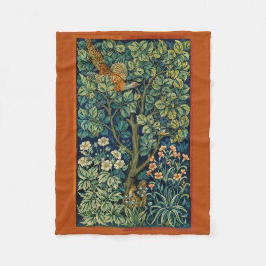Pheasant Bird in a Tree (von William Morris) Fleecedecke (Vorderseite)