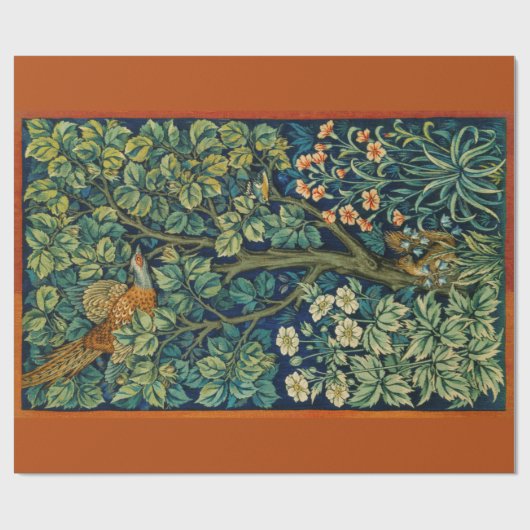 Pheasant Bird in a Tree (von William Morris) Geschenkpapier (Flach)