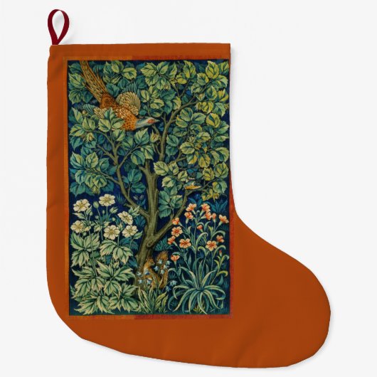 Pheasant Bird in a Tree (von William Morris) Großer Weihnachtsstrumpf (Vorderseite)