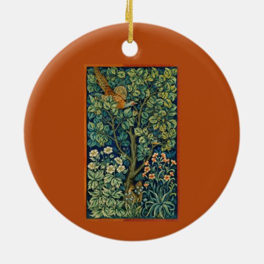 Pheasant Bird in a Tree (von William Morris) Keramik Ornament (Hinten)
