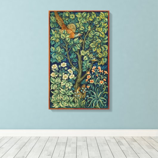 Pheasant Bird in a Tree (von William Morris) Leinwanddruck (Insitu (Holzboden))