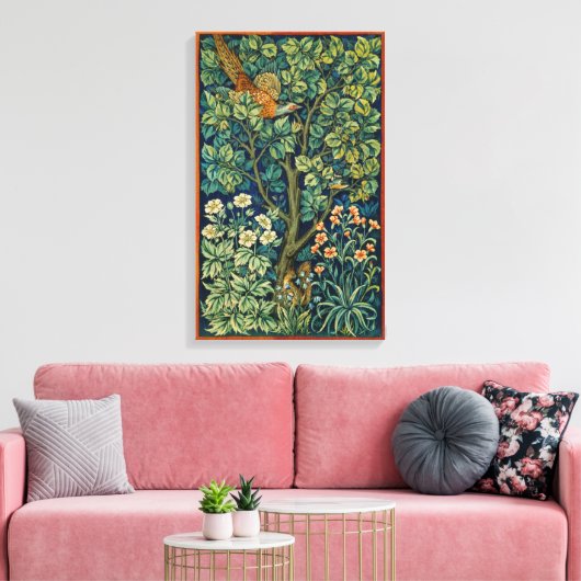Pheasant Bird in a Tree (von William Morris) Leinwanddruck (Insitu (Wohnzimmer))