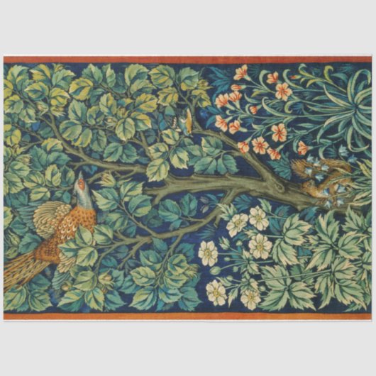 Pheasant Bird in a Tree (von William Morris) Seidenpapier (Vorderseite)