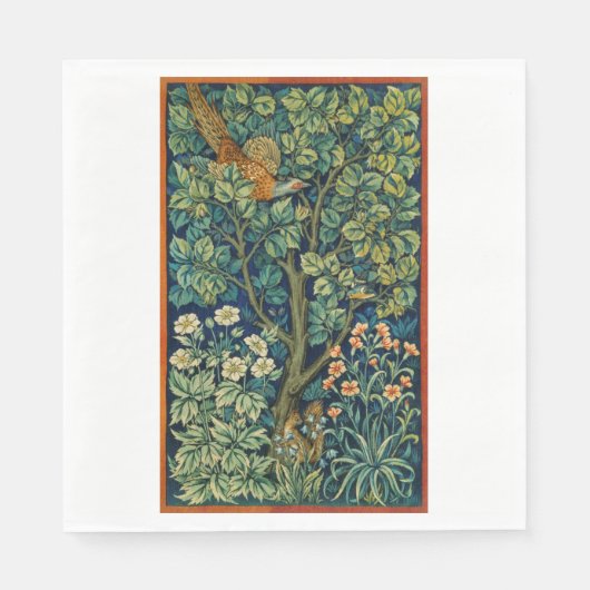 Pheasant Bird in a Tree (von William Morris) Serviette (Vorderseite)