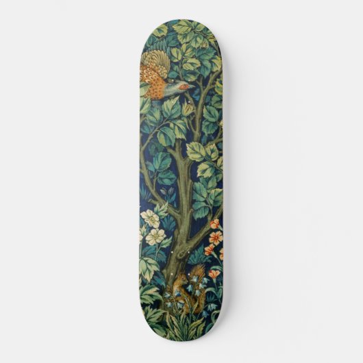 Pheasant Bird in a Tree (von William Morris) Skateboard (Vorderseite)