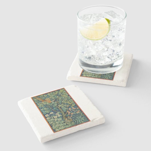 Pheasant Bird in a Tree (von William Morris) Steinuntersetzer (Seitenansicht)