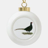 Pheasant Black Rooster Keramik Kugel-Ornament (Vorderseite)