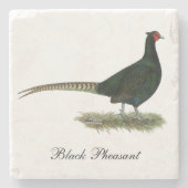 Pheasant Black Rooster Steinuntersetzer (Vorderseite)