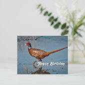 Pheasant Blue Water Foto Geburtstag Postkarte (Stehend Vorderseite)