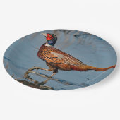 Pheasant Blue Water Foto Pappteller (Schrägansicht)