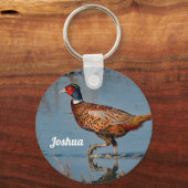 Pheasant Blue Water Foto Schlüsselanhänger (Vorderseite)