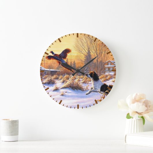 Pheasant ermutigt zu fliegen große wanduhr (Zuhause)