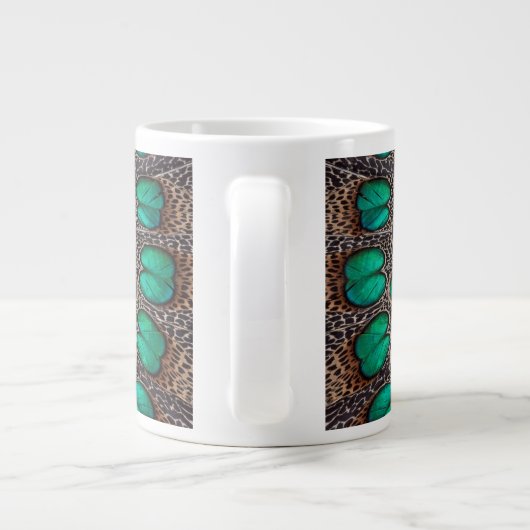 Pheasant Fether Fraktal Design Jumbo-Tasse (Rückseite)