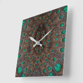 Pheasant Fether Fraktal Design Quadratische Wanduhr (Winkel)