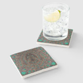 Pheasant Fether Fraktal Design Steinuntersetzer (Seitenansicht)